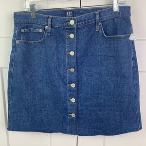 NWT Gap Size 12 Button Front Denim Skirt Medium Wash